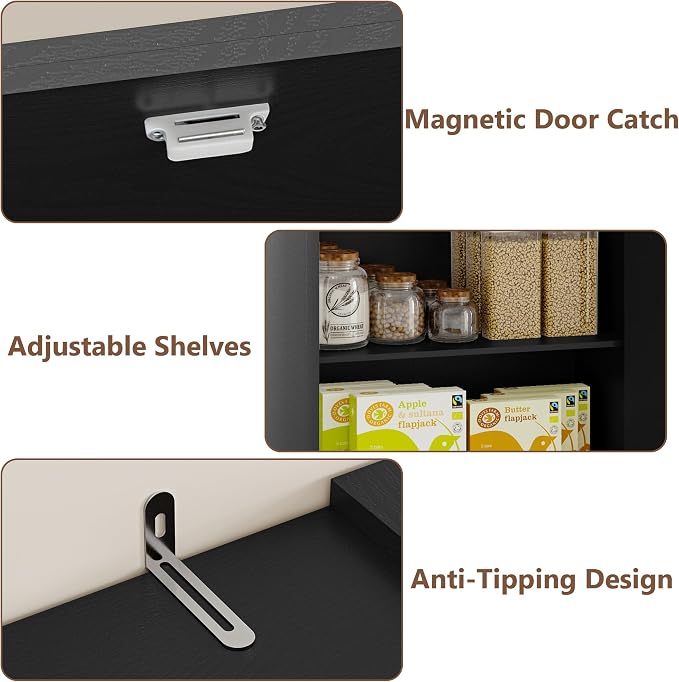Pantry Organizers and Storage Cabinet, 71” Barn Door White Kitchen Cabinet - Image 5