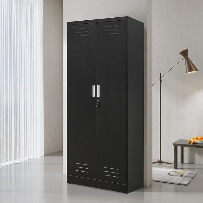 Metal Storage Cabinet with Locking Doors and Shelves, Steel File Cabinet - Image 8
