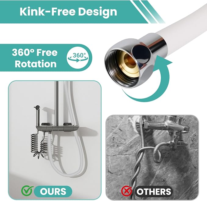 59 Inches Silicone Shower Hose, Ultra-Soft Anti-Kink Designed Handheld Shower - Image 3