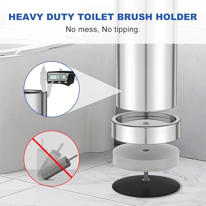 304 Stainless Steel Toilet Brush and Holder Set, Heavy Duty Toilet Bowl Brush - Image 4