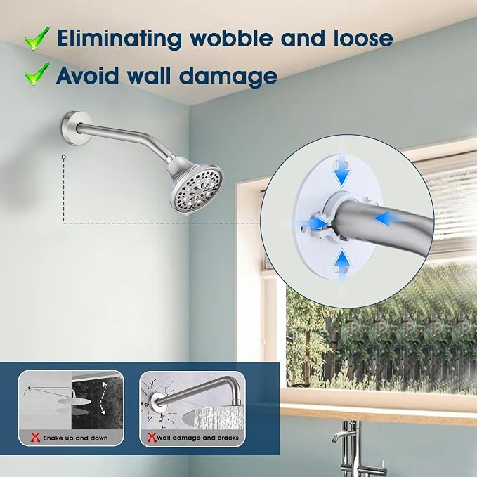 10 Inch Shower Arm with Flange and Stabilizer Bracket, Wall Mounted Shower Pipe - Image 2
