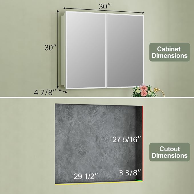 Buruis 30" x 30" Framed Medicine Cabinet - Image 2
