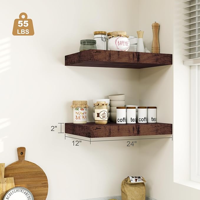 Heimlove Bathroom 12'' Deep Floating Shelves - Image 3