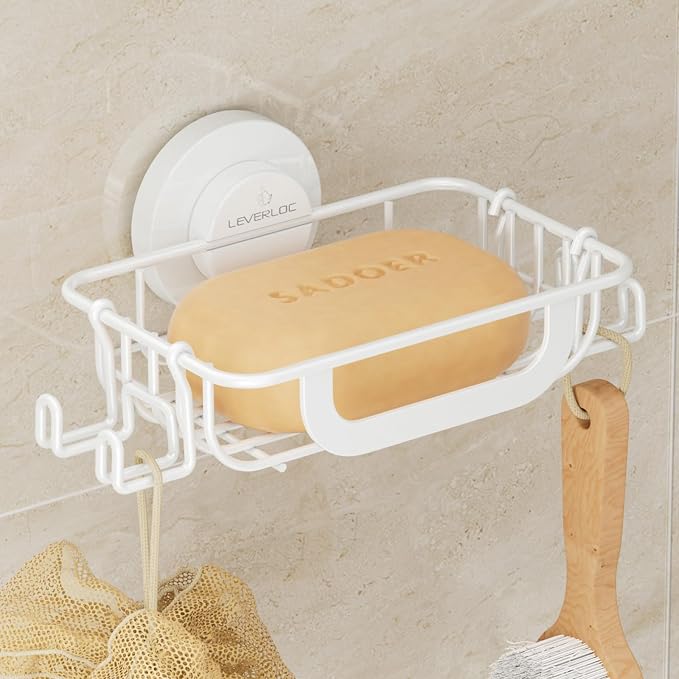 LEVERLOC Soap Holder Dish with Hooks by LEVERLOC