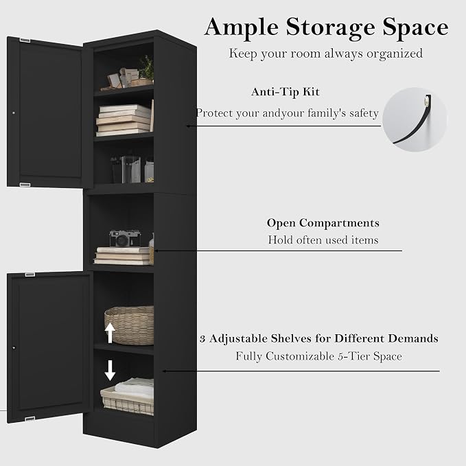 COFaR 67" Tall Metal Bathroom Storage Cabinet, 6-Tier Freestanding Linen Tower - Image 4