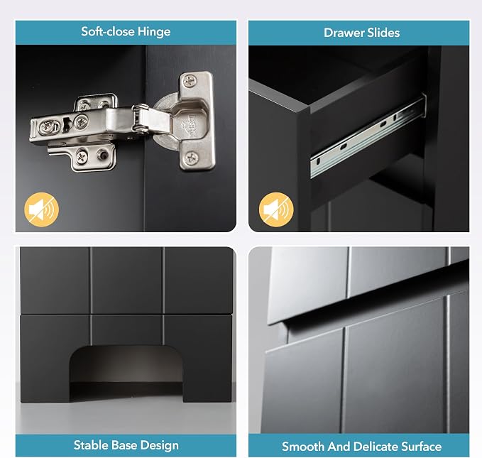 Small Bathroom Cabinet with Adjustable Shelves, Anti-Tip Design, 14.96" L x - Image 7