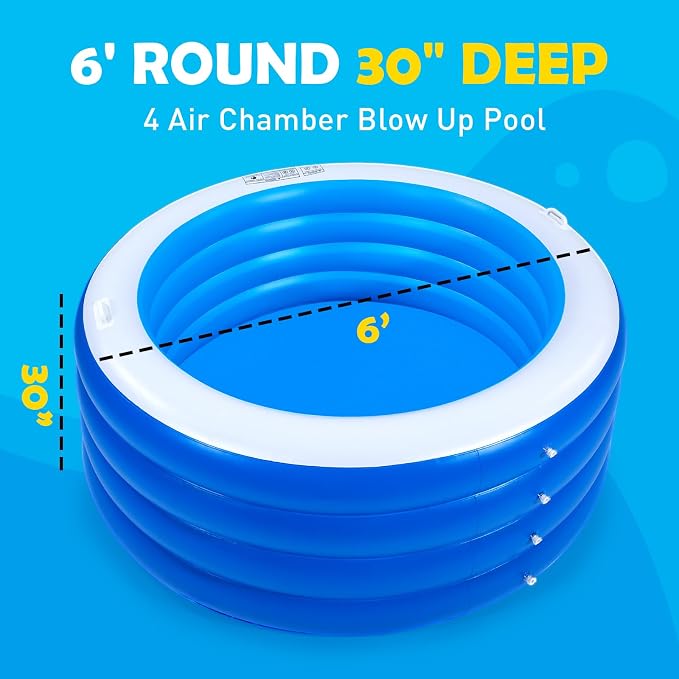 Biange Blow Up Pool, Kids Pool Inflatable, Kiddie Baby Swimming Pool - Image 3