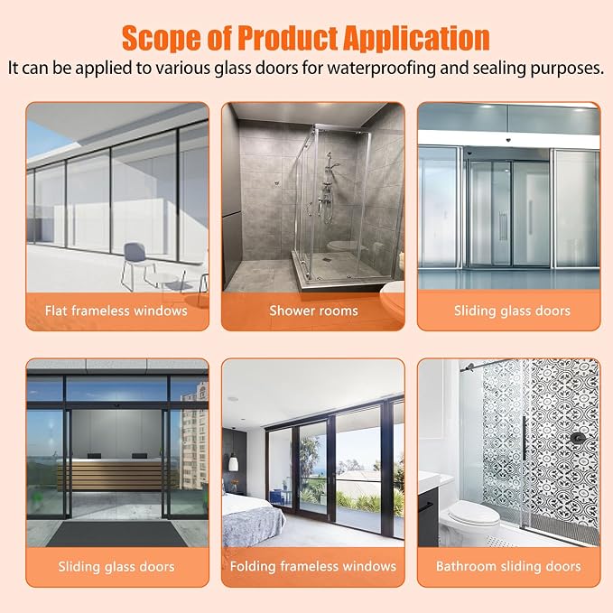 Frameless Soft Shower Door Sweep Seal Drip Rail, Glass Shower Silicone Door - Image 9