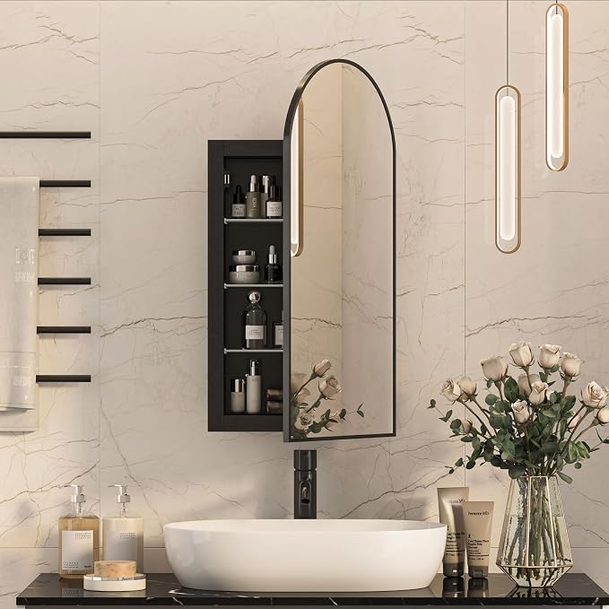 Recessed Medicine Cabinet for Bathroom, Arch Mirrored Medicine Cabinets Recessed by Mepplzian