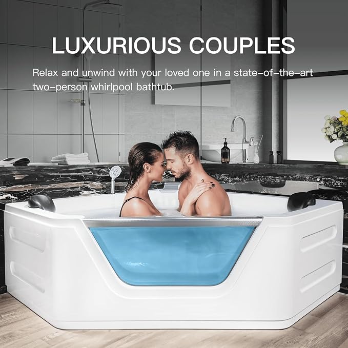 Corner Tub 2 Person Acrylic Whirlpool Bathtub, Spa Bath tub - Image 7