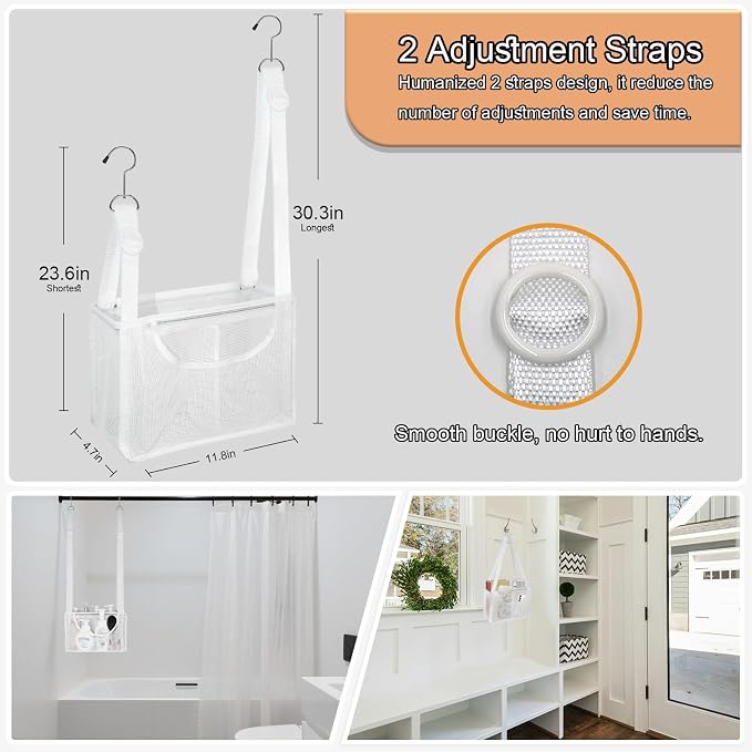 PVC Mesh Hanging Shower Caddy Organizer - Image 3