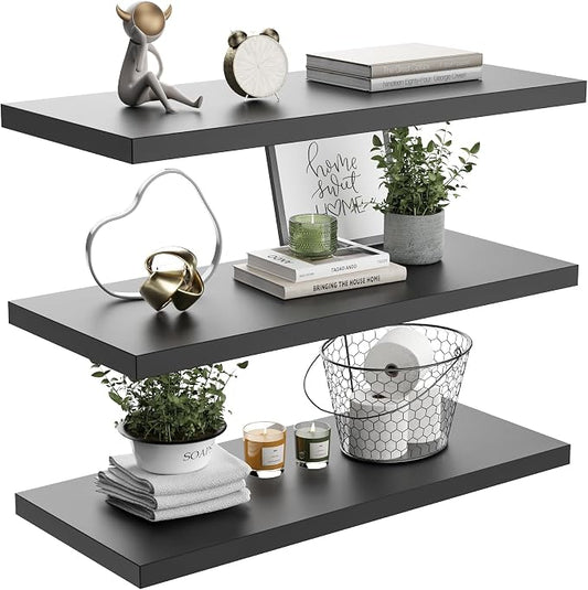 Wall Shelf Set of 3, Wooden Floating Wall Shelf by Home