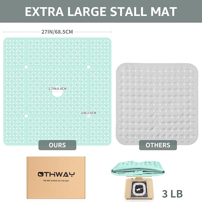 OTHWAY Square Shower Mat, TPE Anti Slip Shower mat - Image 4