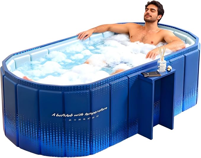 Portable Bathtub for Adult 59" Large Collapsible Cold Plunge Bathtub Foldable by COBOPANDA