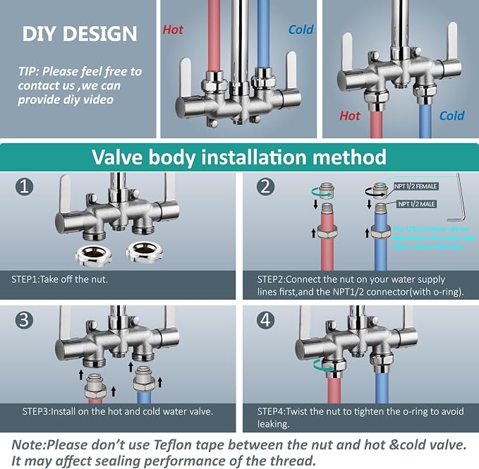 Aolemi Outdoor Shower Fixtures Kit Faucet System 3 Inch Center - Image 8