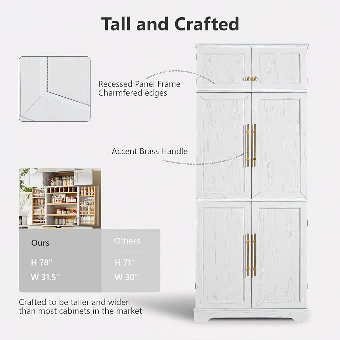 78.2" Tall Kitchen Pantry Cabinet - Image 3