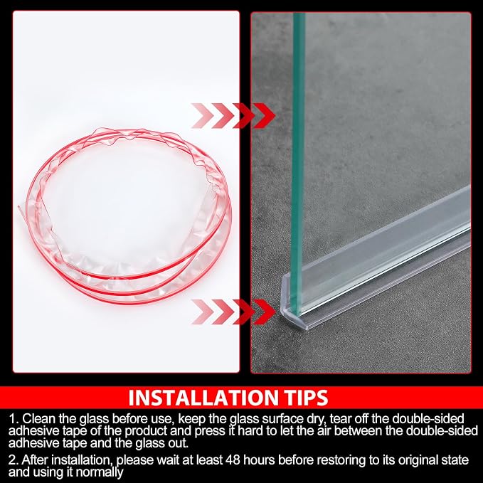 2 Pcs 3/8'' x 73'' Long Clear Vinyl L-Type Seal Strip - Image 5