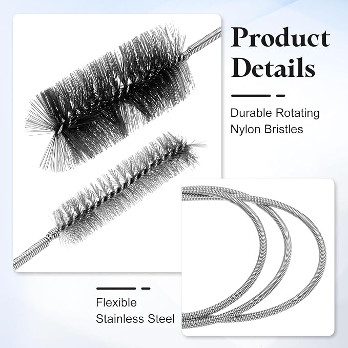 HARFINGTON 3pcs Flexible Long Drain Brush Straw Cleaner Set 78.74" Stainless - Image 3