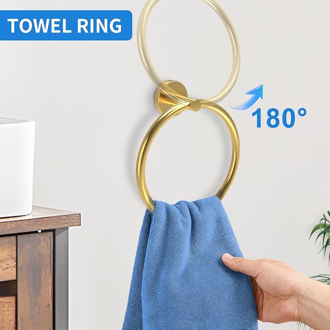 Brushed Gold Bathroom Accessories, Bathroom Hardware Set, SUS304 Stainless - Image 4