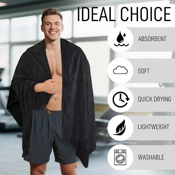 SUNLAND Microfiber Gym Bath Towel Ultra Soft Travel Camping Towel Super - Image 5