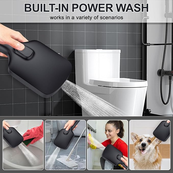 Iriber Shower Faucet Set Matte Black, Push Button Diverter Bathtub Shower System - Image 8