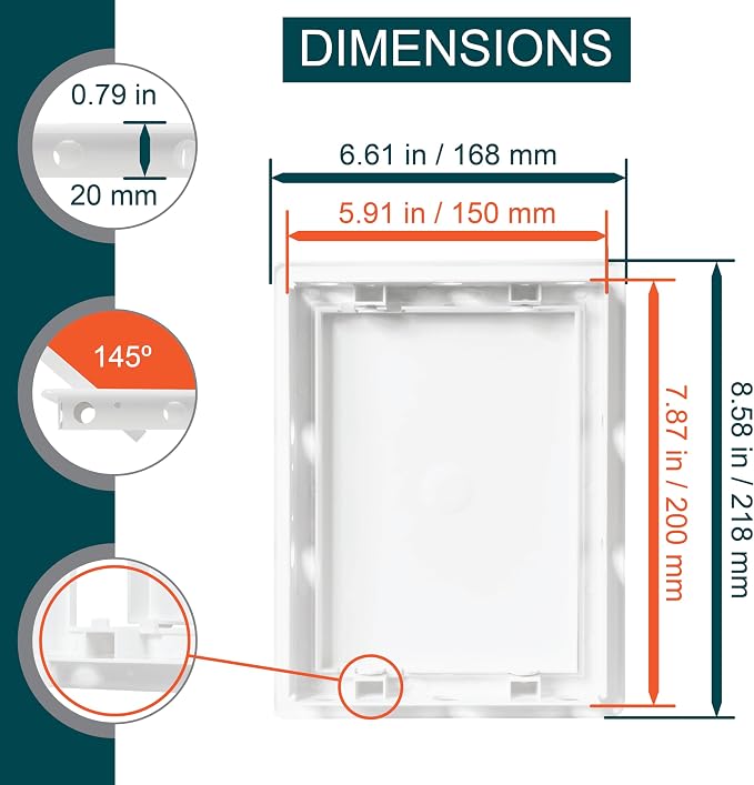 6" x 8" White Plastic Access Panel. Service Shaft Door Panel. Plumbing - Image 2