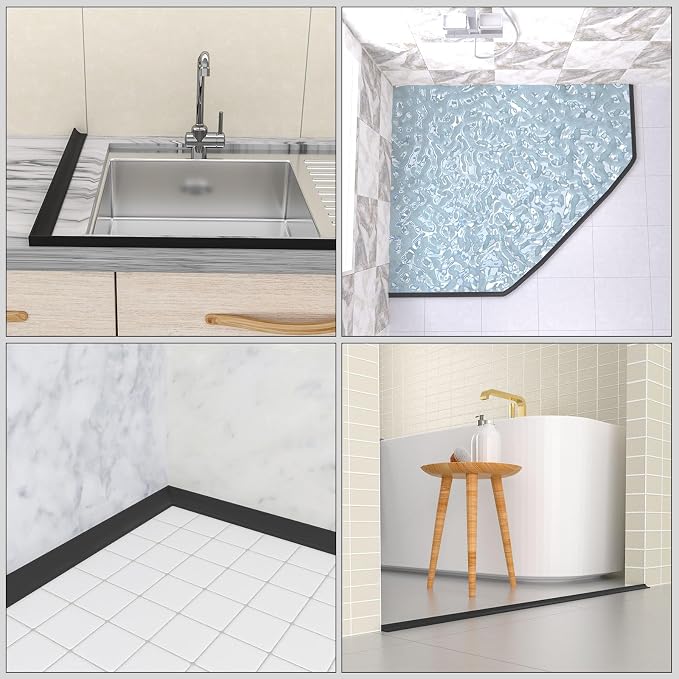 67Inch Collapsible Shower Threshold Water Dam Barrier, Self Adhesive Silicone - Image 7