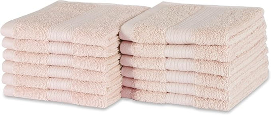 Amazon Basics Fade-Resistant 100% Cotton Washcloth, 12 Pack, Blush Pink by AmazonBasics