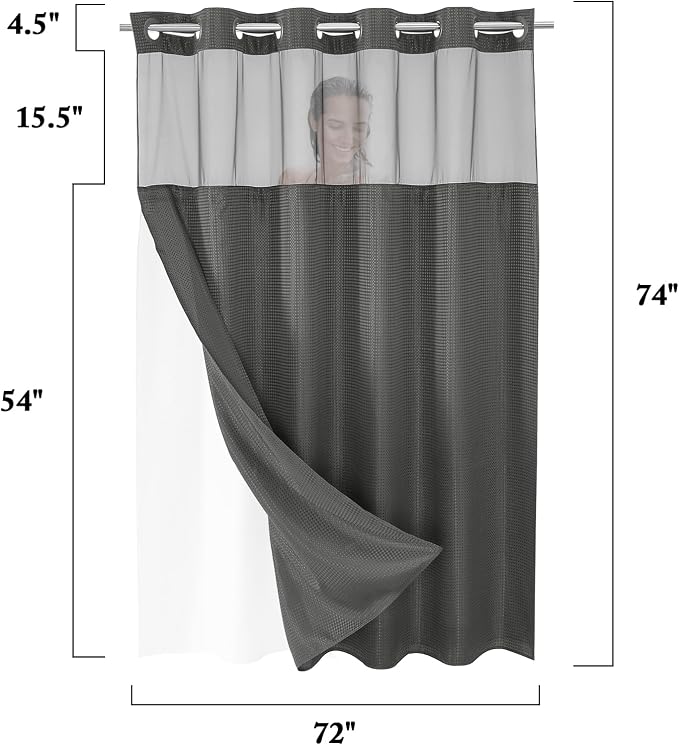 Gibelle No Hook Waffle Weave Shower Curtain - Image 7