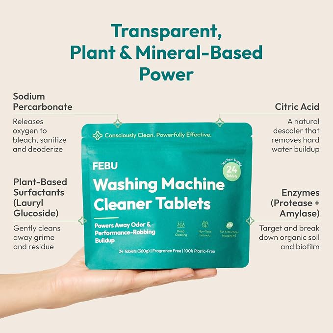 FEBU Washing Machine Cleaner Tablets Made in USA | Washer Machine Cleaner & - Image 3