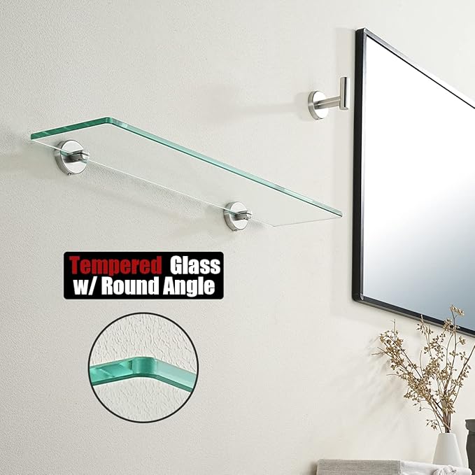 JQK Bathroom Glass Shelf, Tempered Glass Shower Storage 20 by 5 inches - Image 6