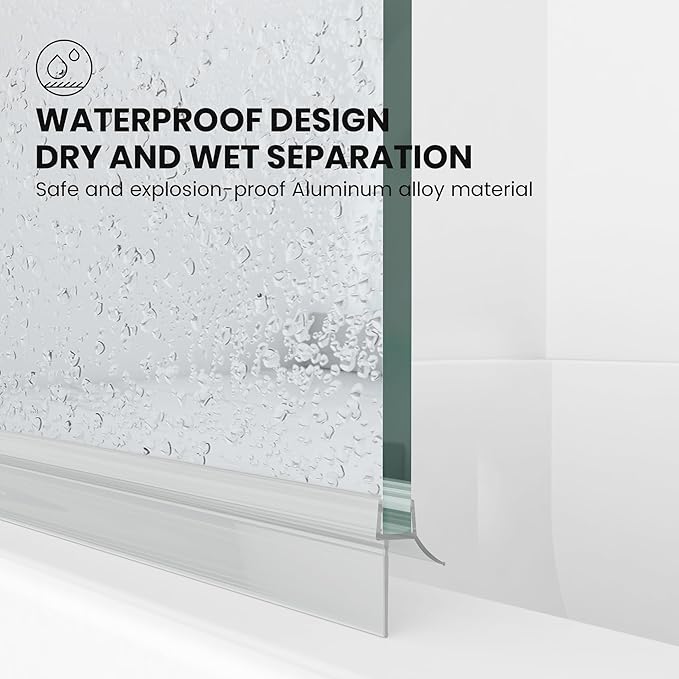 Bathroom Frameless Hinged Foldable Tub Door, Shower Glass Door 43 * 58” Shower - Image 5