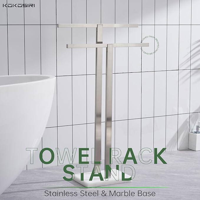 KOKOSIRI Bathroom Towel Racks 2-Tier Standing Towel Bars - Image 2