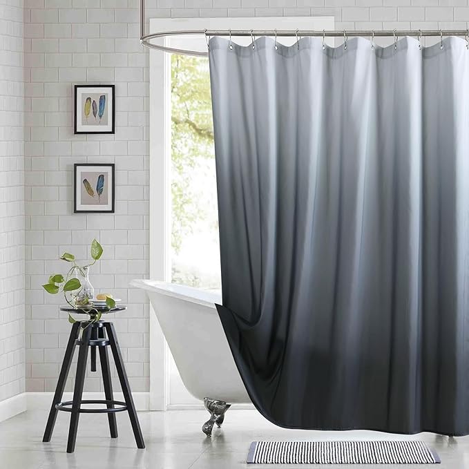 Extra Wide Fabric Shower Curtain, Microfiber Cloth Wide Bath Curtains by BESTRIPES