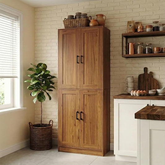 71" Tall Kitchen Pantry Cabinet, Freestanding Food Storage Organizer by DIYART