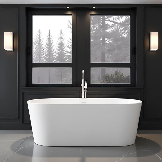 67" Acrylic Freestanding Bathtubs, Stand Alone Tub, Soaking Tubs by MEDUNJESS