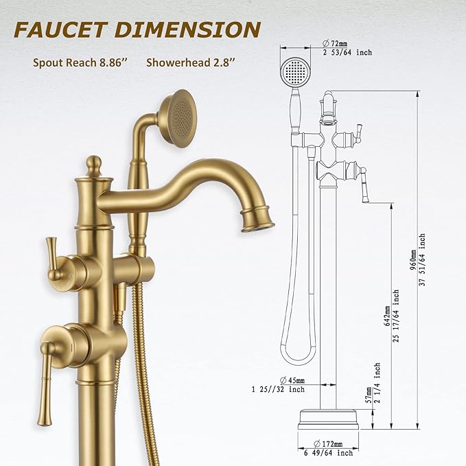 Freestanding Floor Mount Tub Filler - Image 4