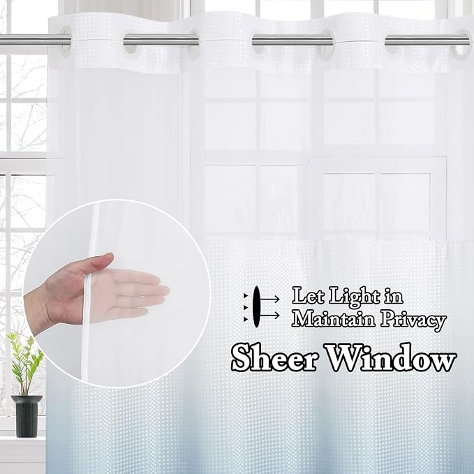 Gibelle No Hook Waffle Weave Shower Curtain - Image 2