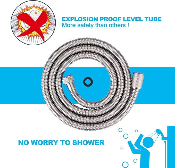Aleasha Brushed Nickel Finished Shower Hose, 79 Inch SUS 304 Stainless Steel - Image 4