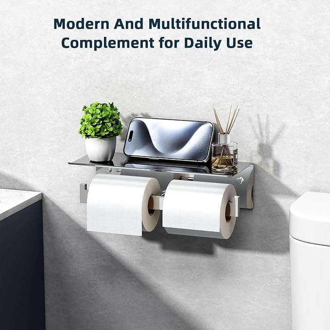 Angle Simple Double Toilet Paper Holder - Image 2