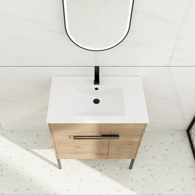 30 inch Bathroom Vanity with Ceramic Sink, Single Sink Modern Bathroom Vanities - Image 7