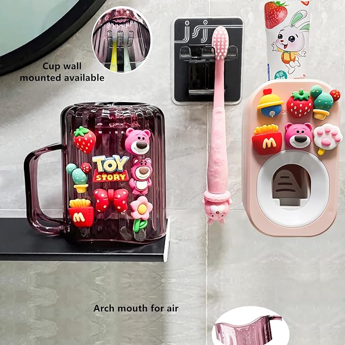 Automatic Toothpaste Dispenser & Toothpaste Holders and Wall Mounted Cup 3 - Image 2