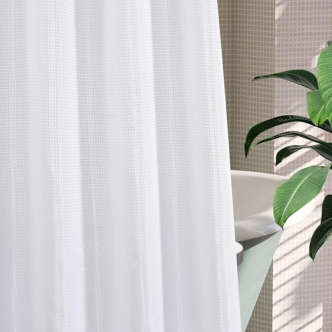 MitoVilla White Waffle Small Stall Shower Curtain Liner Set 36 x 74, No Hooks - Image 5