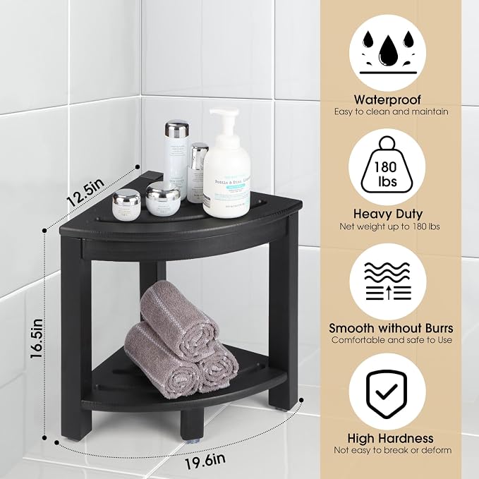 HDPE Corner Shower Stool, Shower Bench Seat - Image 3