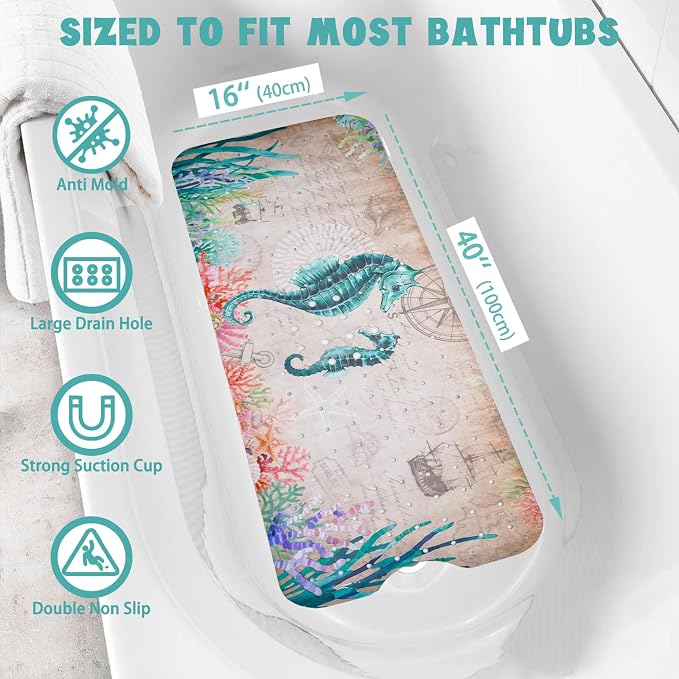 Ocean Bathtub Mat Non Slip, Cute Baby Bath Mat - Image 2