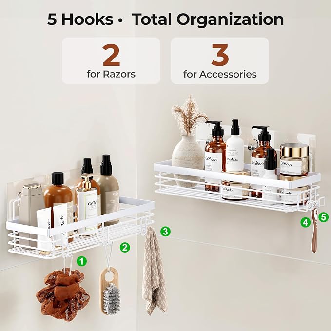 Orimade Shower Caddy with 5 Hooks - Image 7