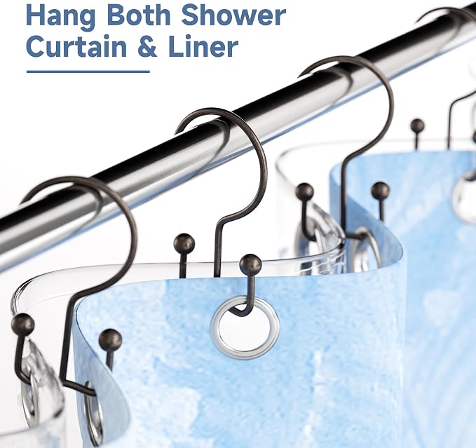 Titanker Shower Curtain Hooks Bronze, Minimalist Simple Double Glide Shower - Image 3