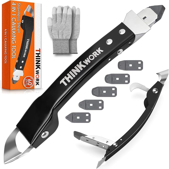 THINKWORK Caulking Tool Kit, 4 in 1 Caulk Remover Tool, Stainless Steel Caulk by THINKWORK