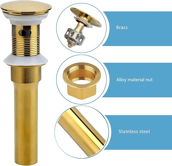 Bathroom Sink Drain, Pop Up Drain Assembly - Image 4