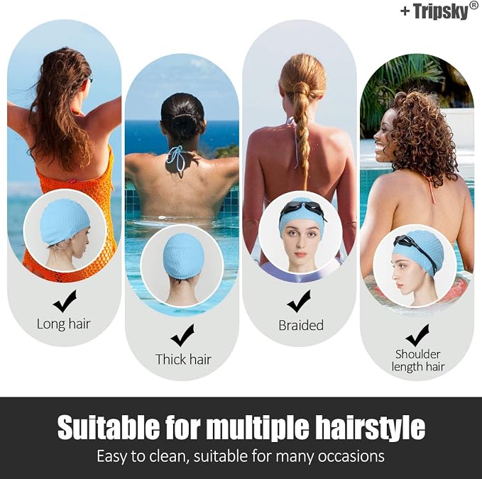 Tripsky Silicone Swim Cap, Comfortable Bathing Cap Ideal - Image 3